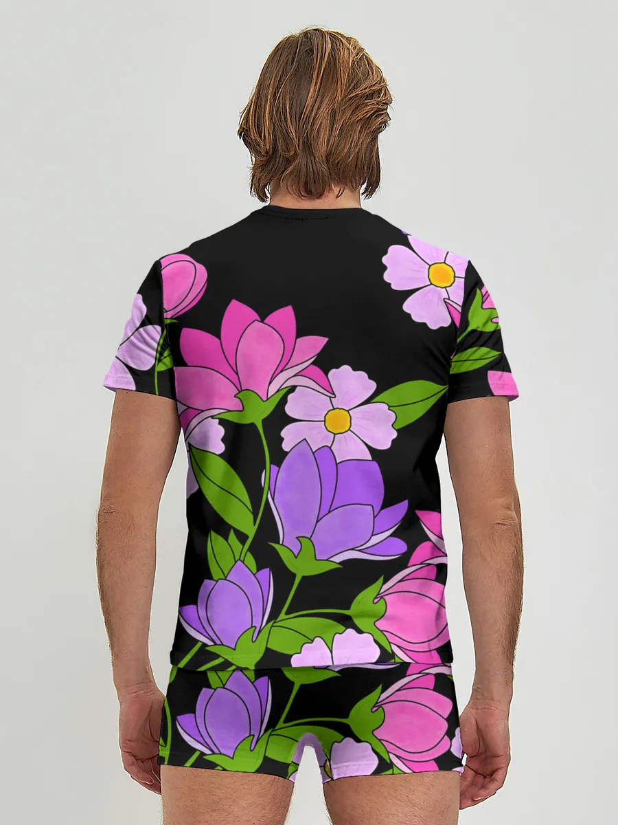 Мужские трусы с футболкой / Ночные цветы