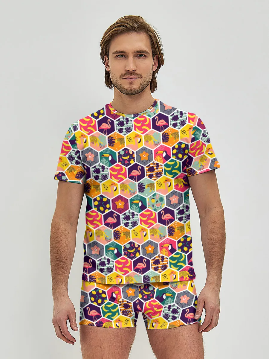 Мужские трусы с футболкой / Тропический коллаж