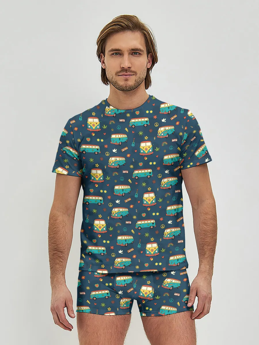 Мужские трусы с футболкой / Фургоны хиппи
