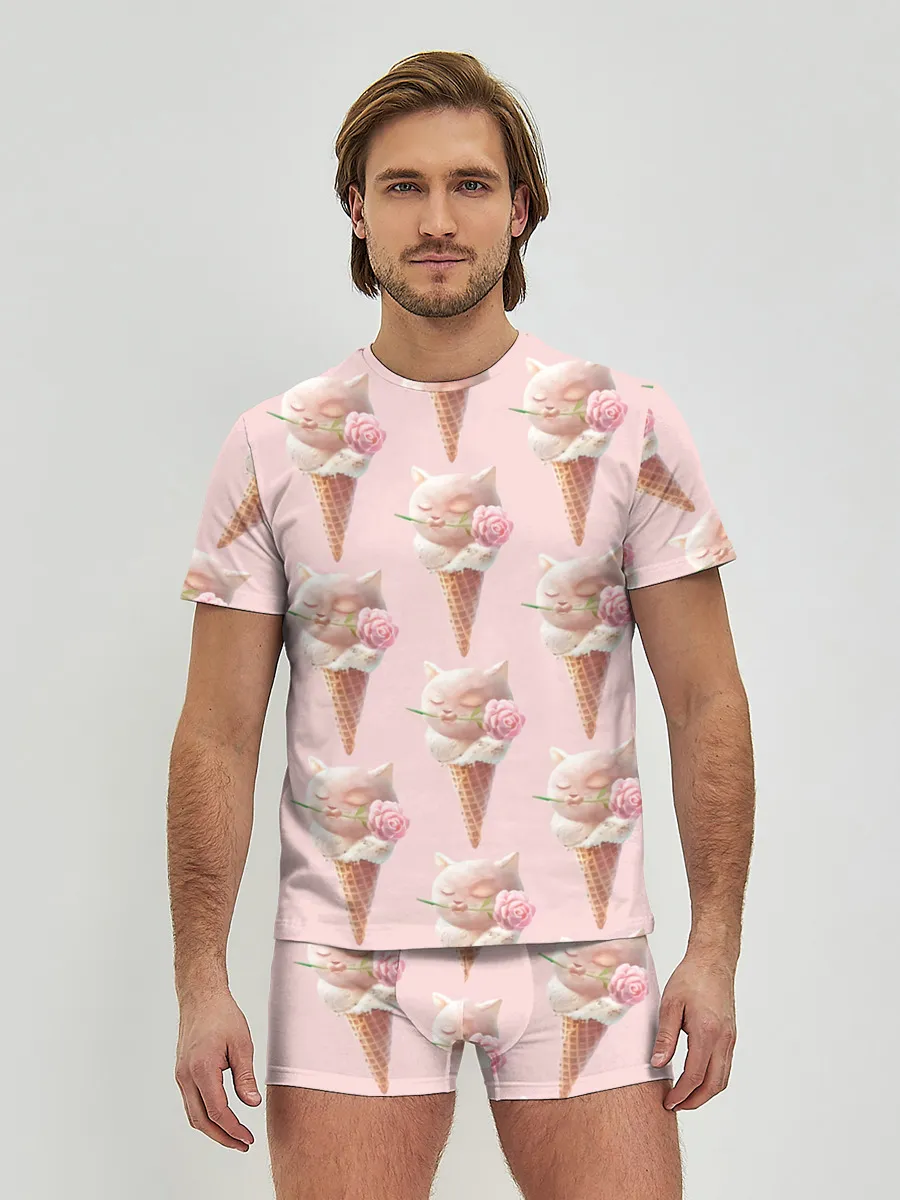 Мужские трусы с футболкой / Мороженное | Кошечки