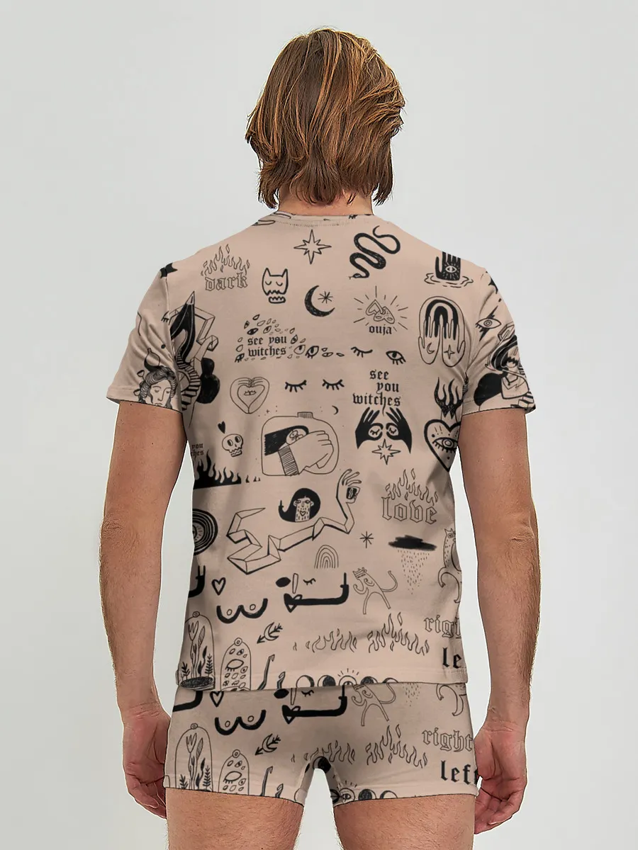 Мужские трусы с футболкой / принт в стиле тату