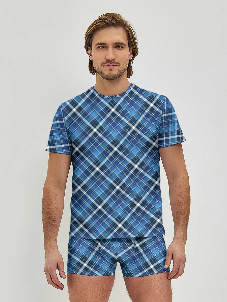 Мужские трусы с футболкой / Текстура в клетку