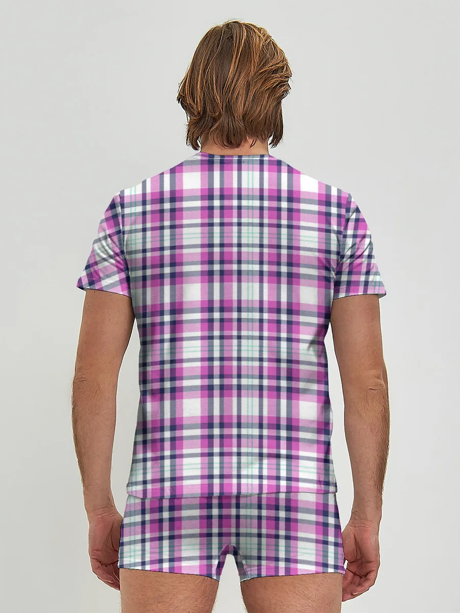 Мужские трусы с футболкой / Текстура в клетку