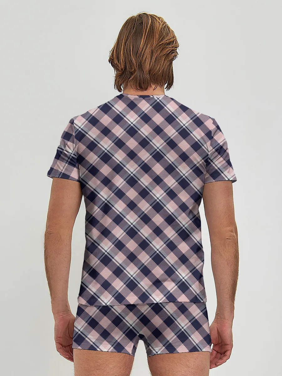 Мужские трусы с футболкой / Клеточный узор