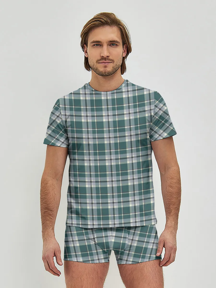 Мужские трусы с футболкой / Узор в клетку