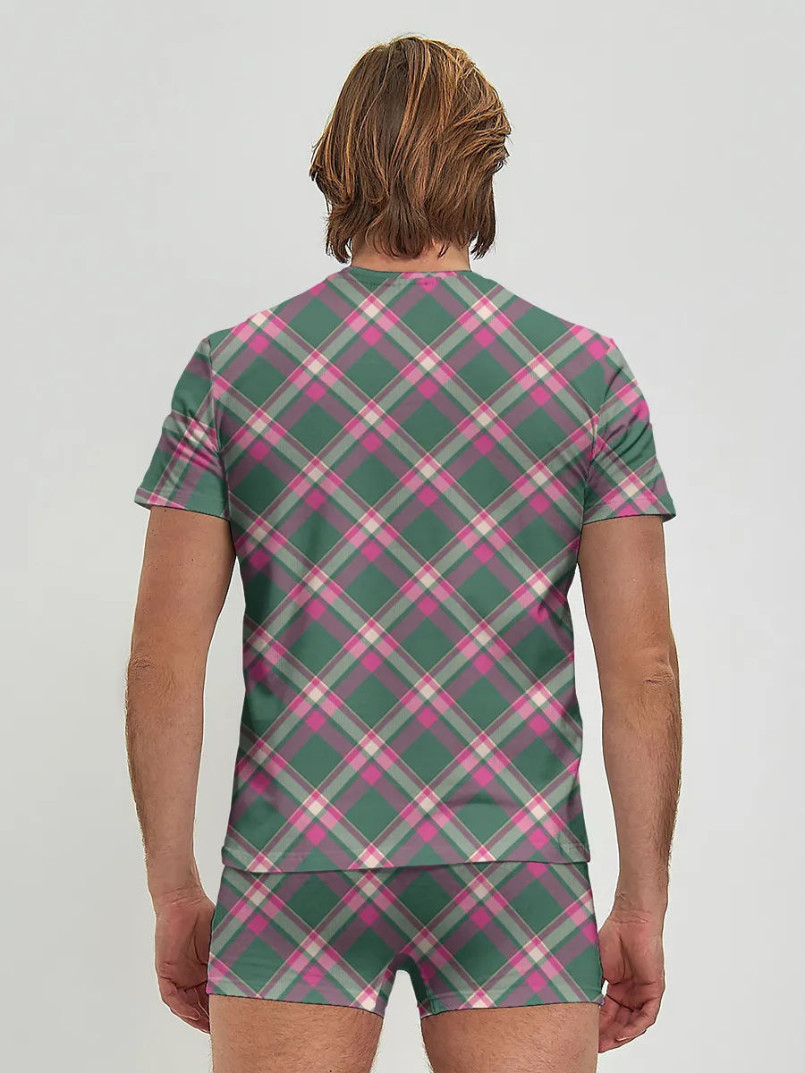 Мужские трусы с футболкой / Клеточный узор