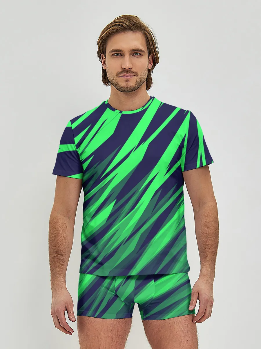 Мужские трусы с футболкой / Абстрактный дизайн ,,Зелень