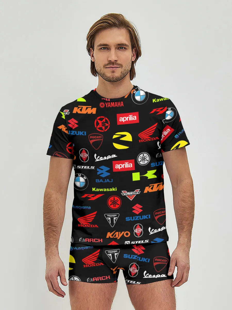 Мужские трусы с футболкой / Motorcycle pattern | Мото паттерн