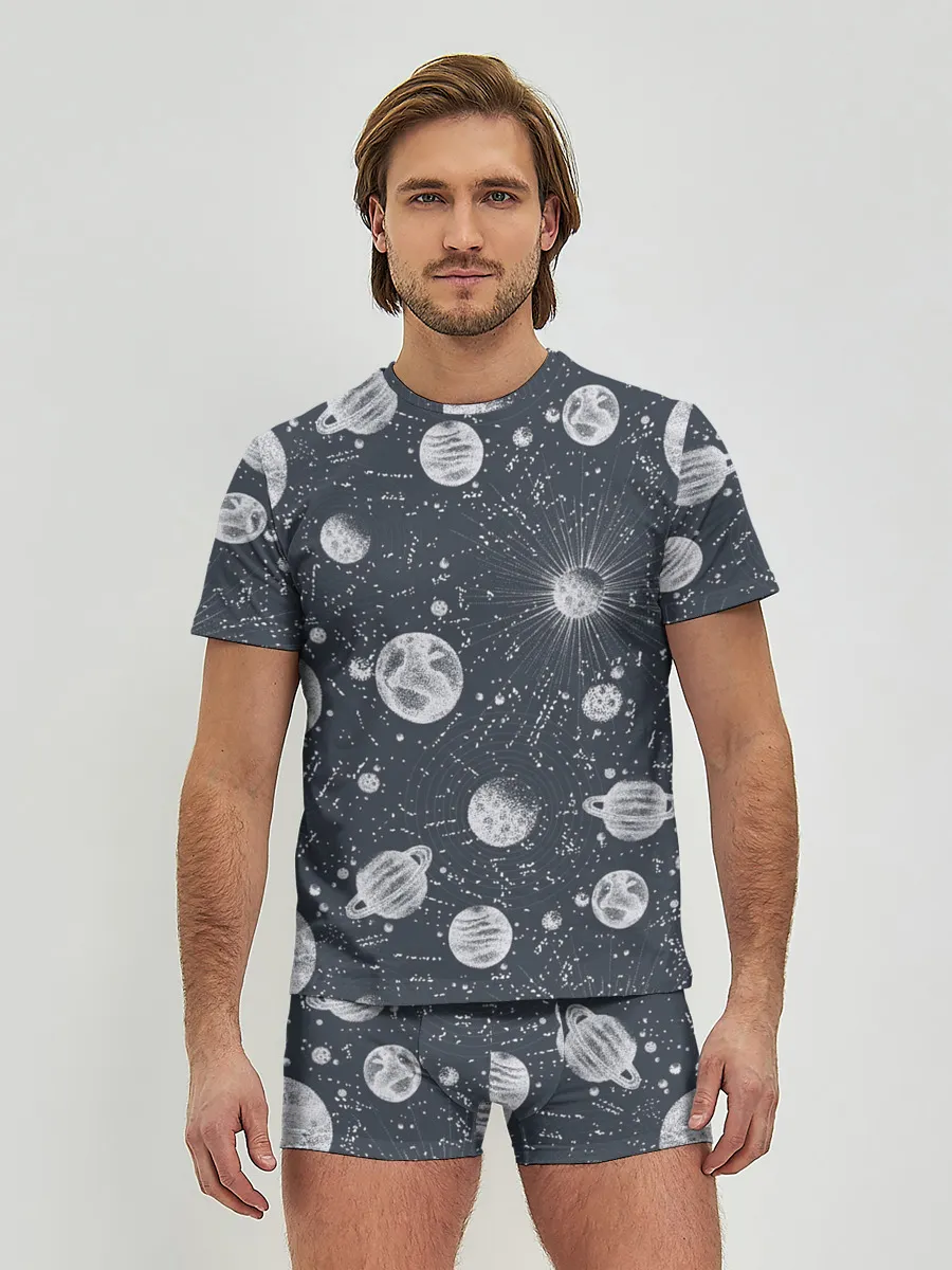 Мужские трусы с футболкой / Звезды, планеты и созвездия