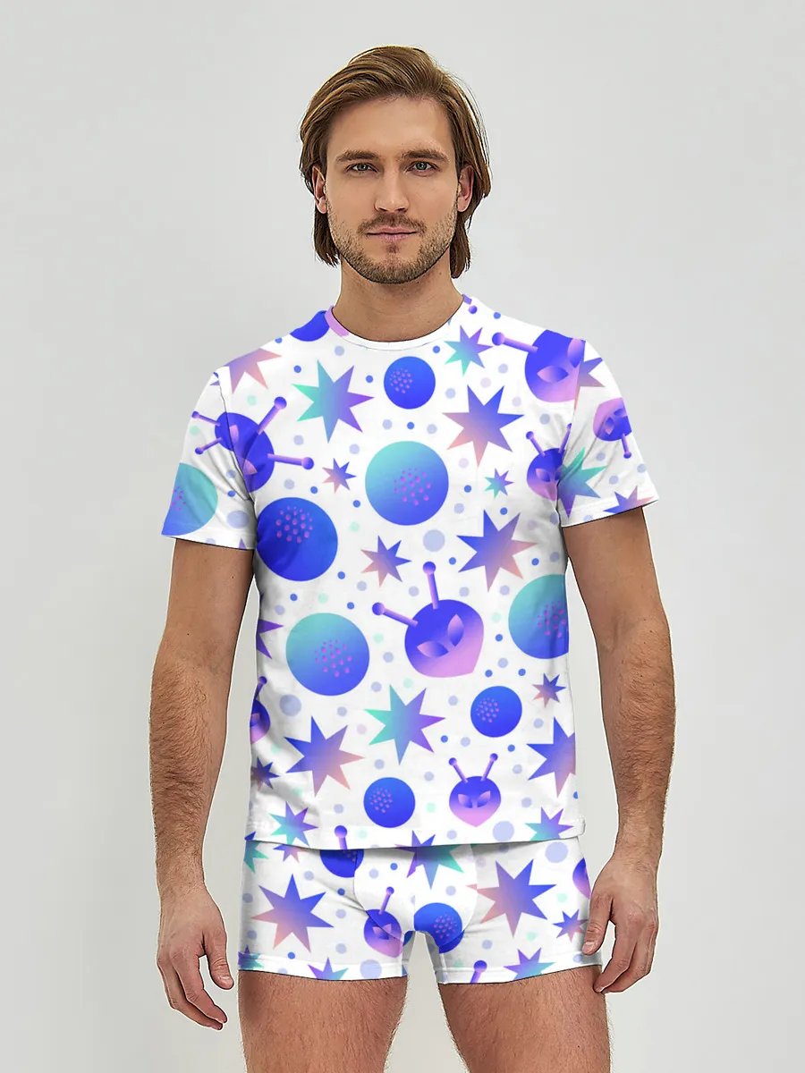 Мужские трусы с футболкой / Яркая галактика