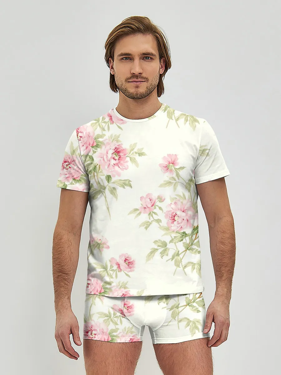 Мужские трусы с футболкой / Розовые розы