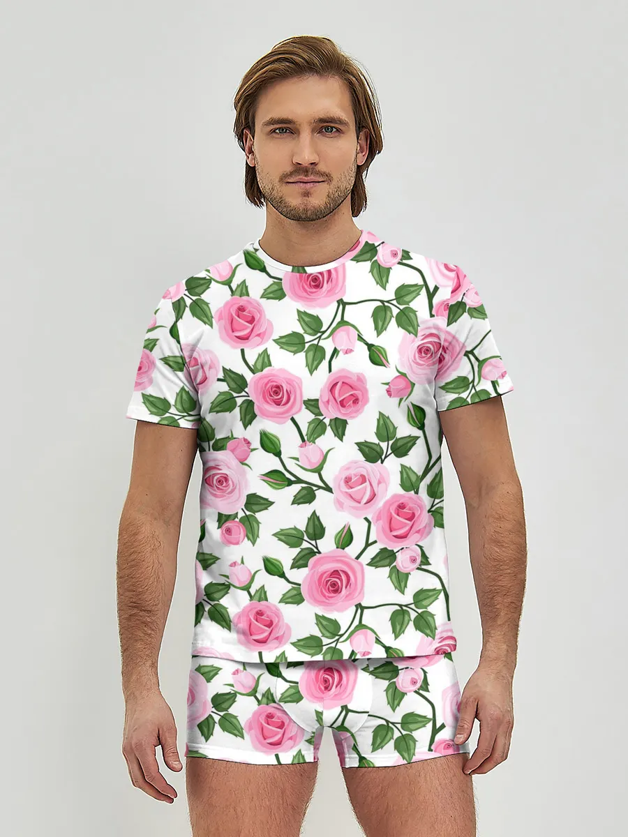 Мужские трусы с футболкой / Розы
