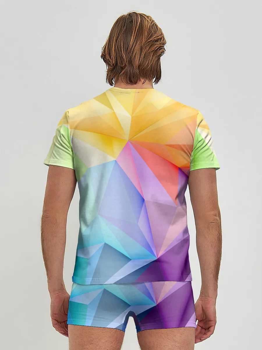 Мужские трусы с футболкой / Радужная геометрия