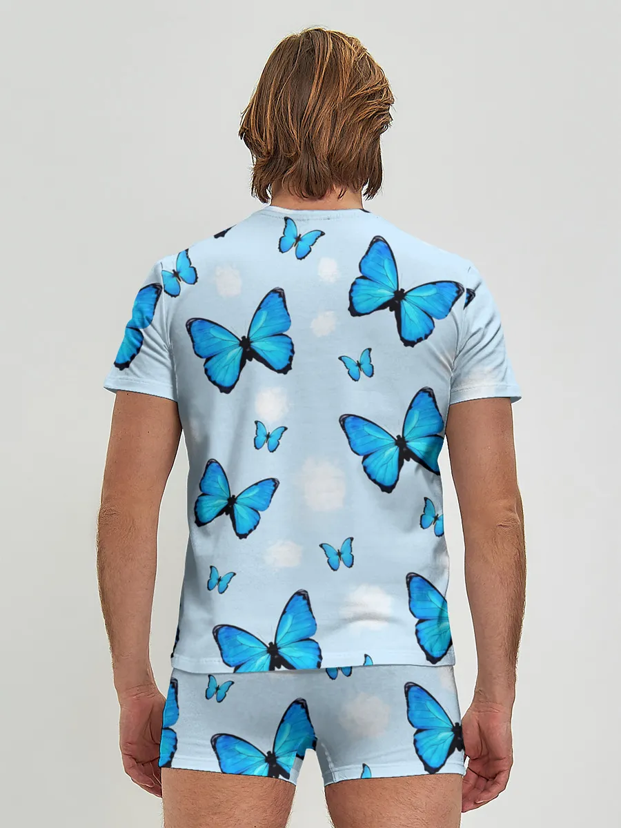 Мужские трусы с футболкой / Бабочки с Облаками