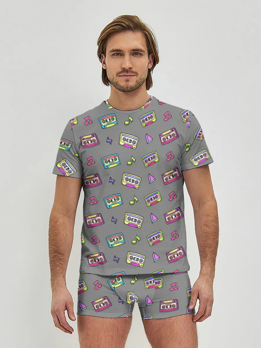 Мужские трусы с футболкой / Касеты и ноты