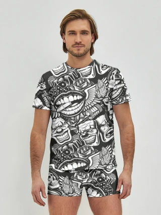 Мужские трусы с футболкой / Тату ретро