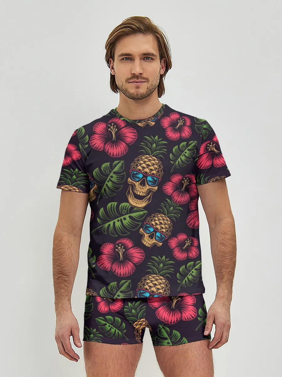 Мужские трусы с футболкой / Ананасовый череп