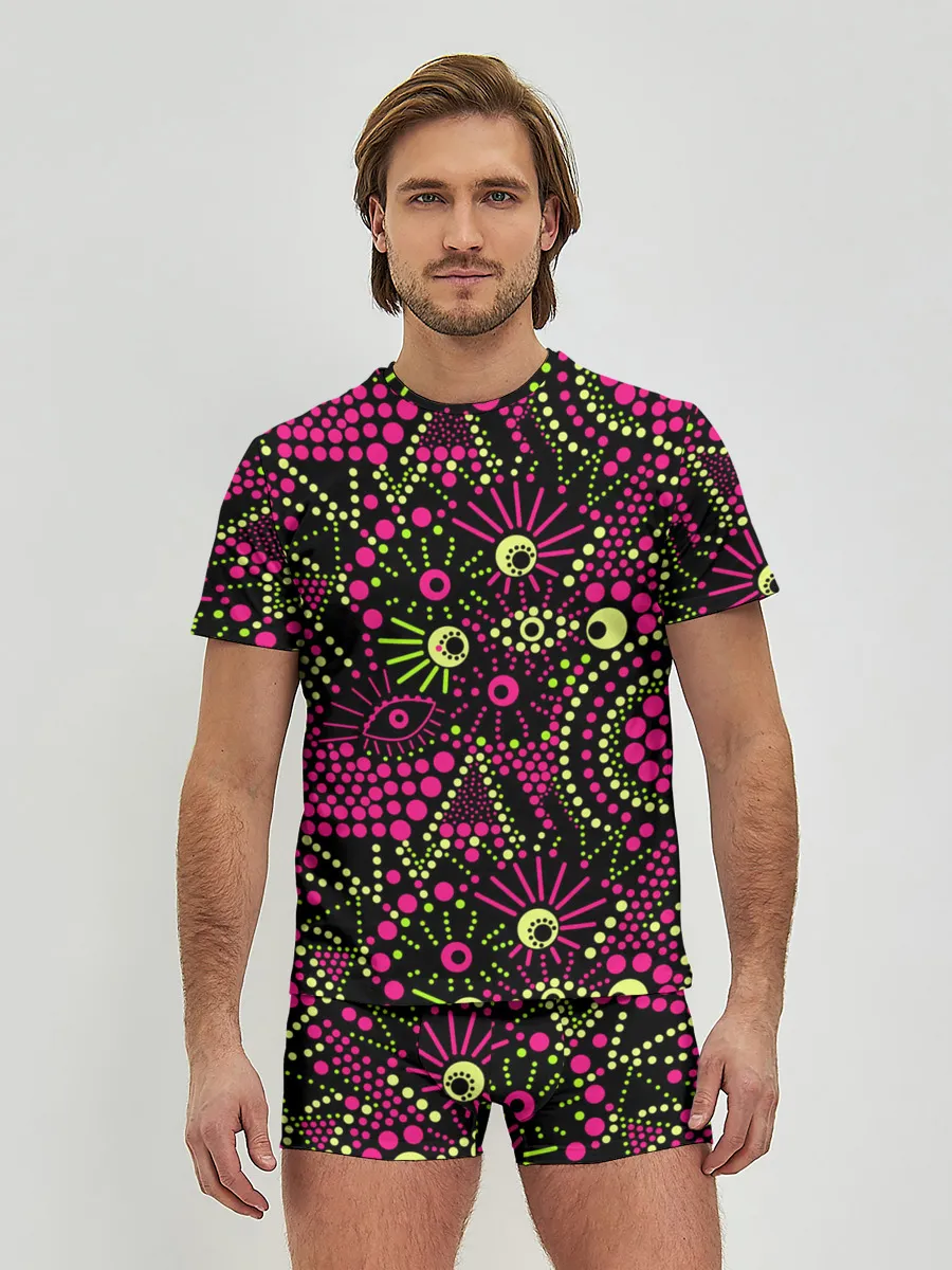 Мужские трусы с футболкой / Модный абстрактный узор