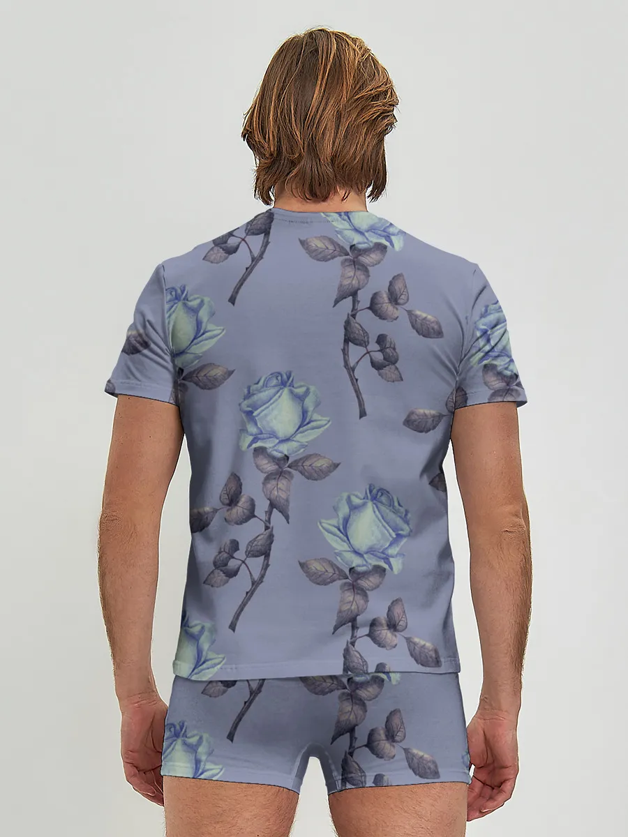 Мужские трусы с футболкой / Голубые розы