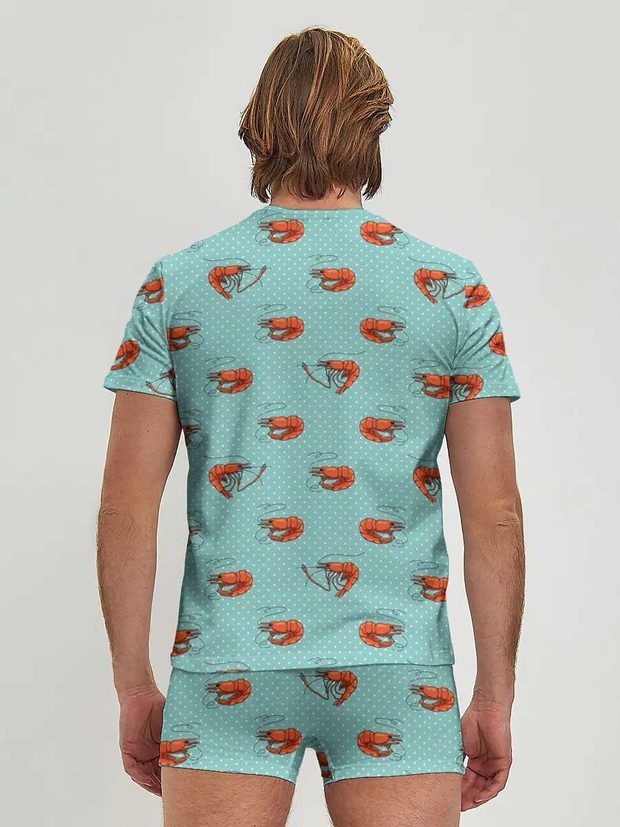 Мужские трусы с футболкой / Креветки паттерн