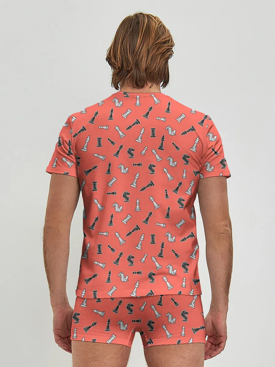 Мужские трусы с футболкой / Шахматы паттерн