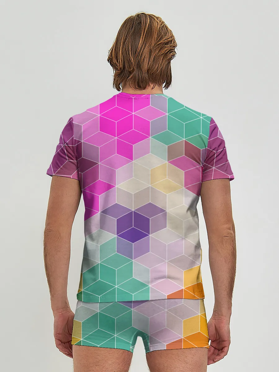 Мужские трусы с футболкой / Абстрактный разноцветный узор