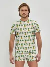 Мужские трусы с футболкой / Узор ретро Ананасы
