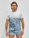 Мужские трусы с футболкой / Синие листья