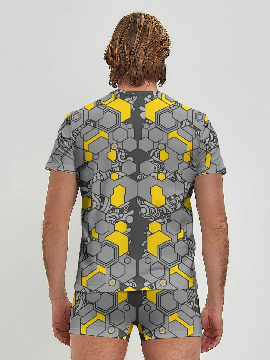 Мужские трусы с футболкой / абстракция киберпанк