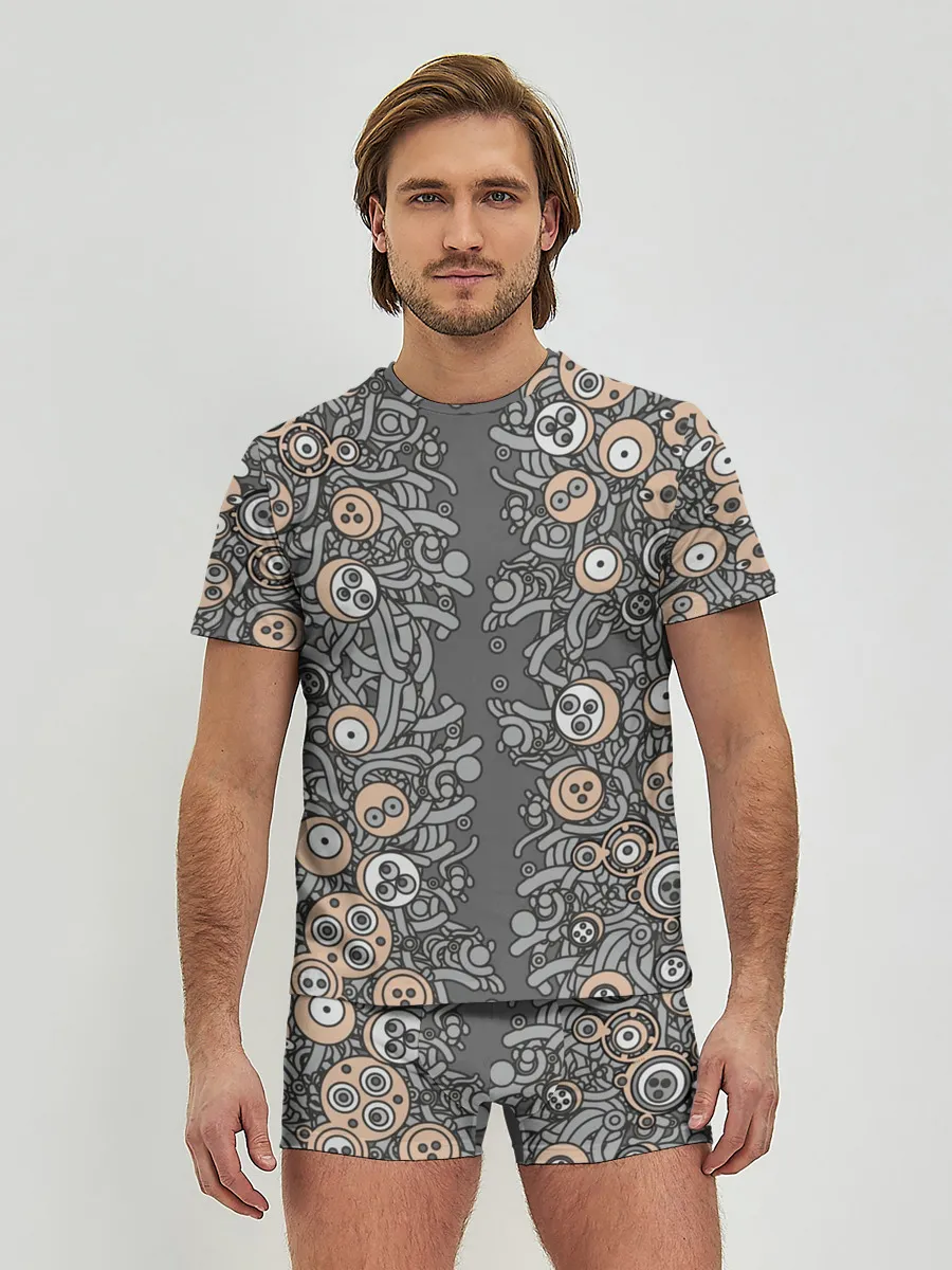 Мужские трусы с футболкой / психоделика киберпанк