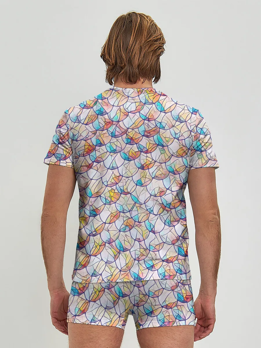 Мужские трусы с футболкой / Разноцветная чешуя