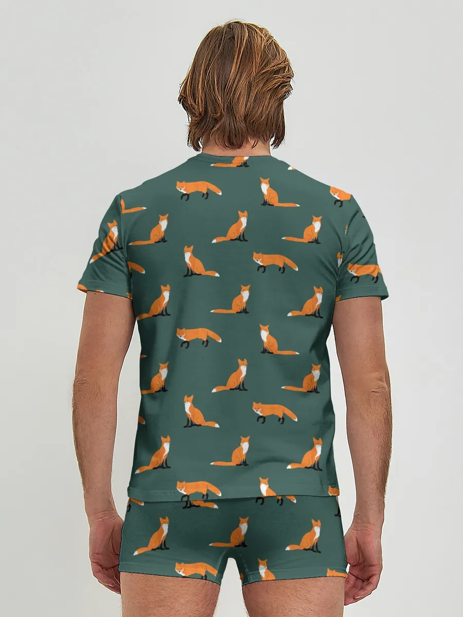 Мужские трусы с футболкой / Лисы паттерн