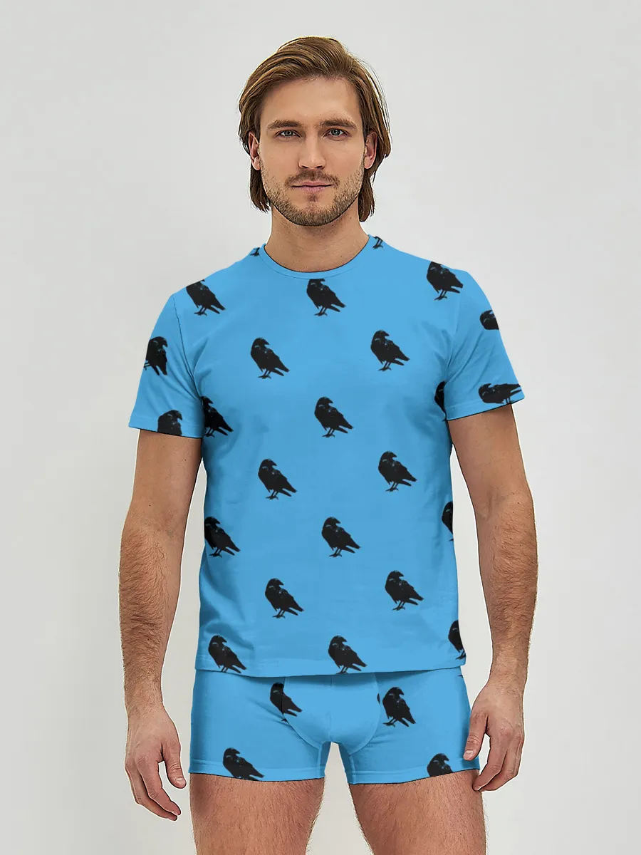 Мужские трусы с футболкой / Вороны паттерн