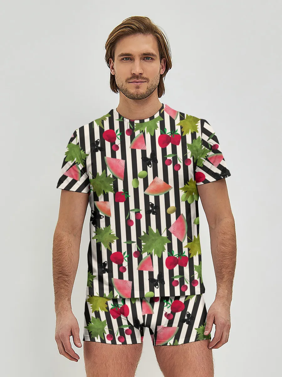 Мужские трусы с футболкой / Ягодно-арбузный микс