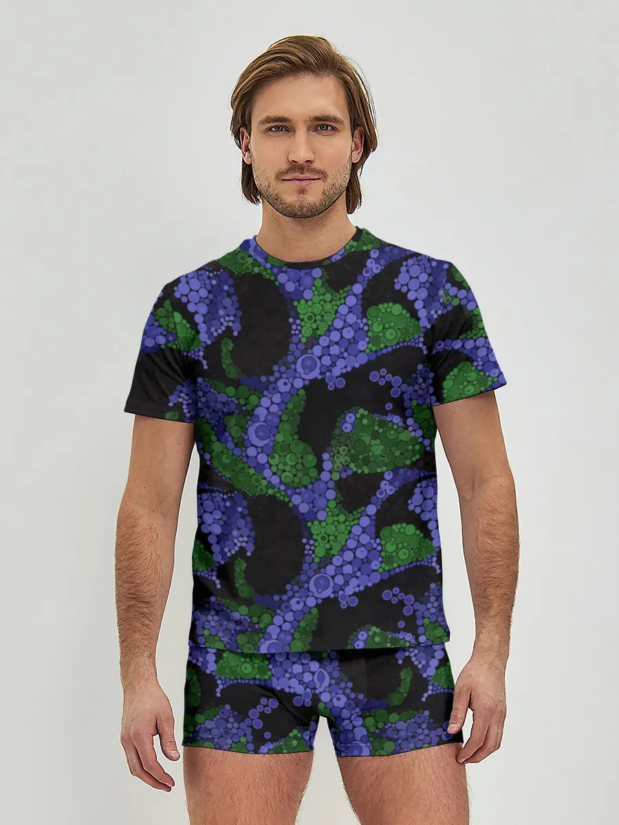 Мужские трусы с футболкой / Абстрактный темный в горох