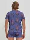 Мужские трусы с футболкой / Цветы на синем фоне