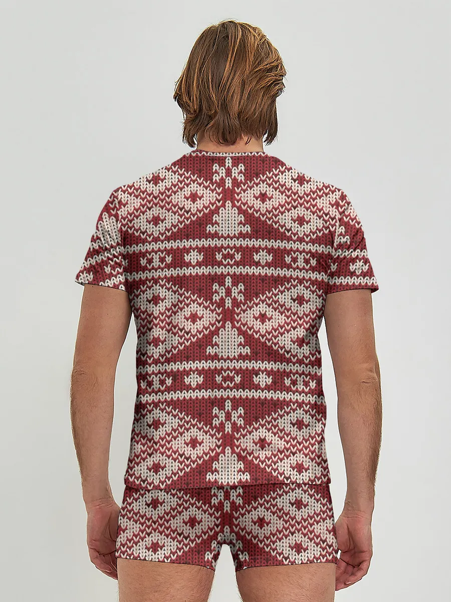 Мужские трусы с футболкой / Вязаный рисунок