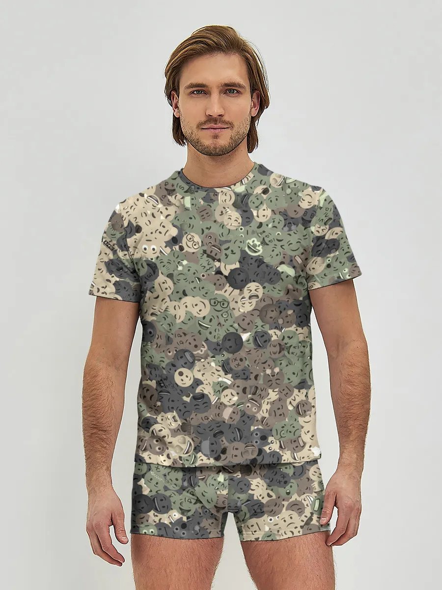 Мужские трусы с футболкой / Эмодзи камуфляж