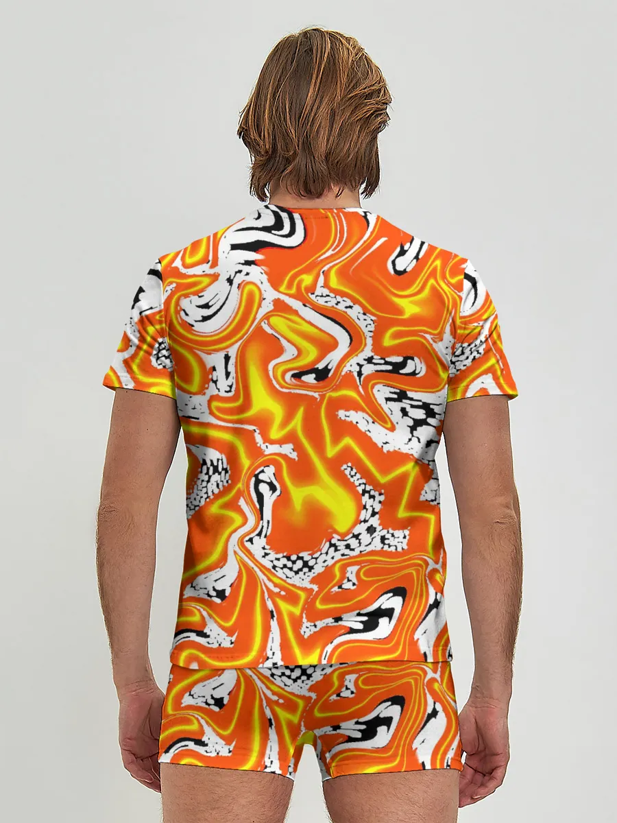 Мужские трусы с футболкой / Огненные разводы лавы