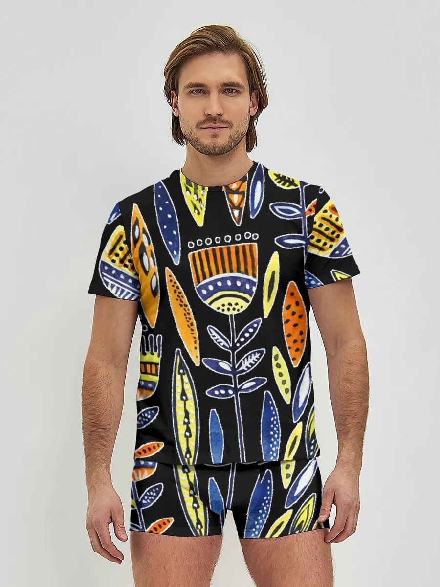 Мужские трусы с футболкой / вечные цветы фараона