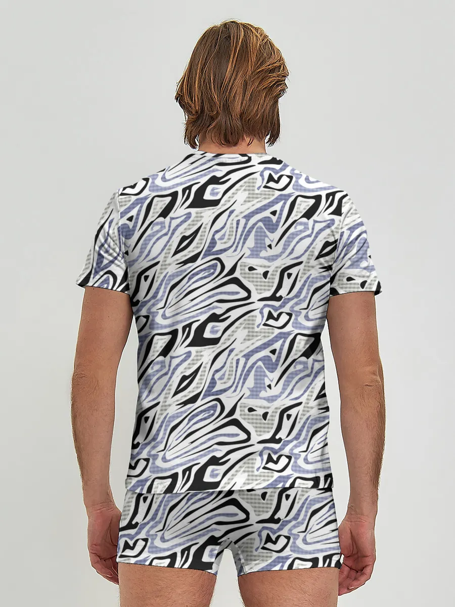 Мужские трусы с футболкой / Абстрактный сиренево-черный