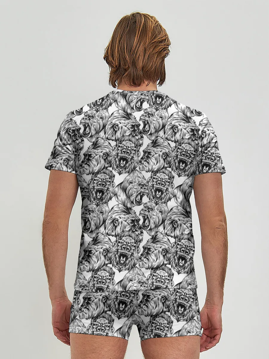 Мужские трусы с футболкой / Злые Гориллы - Паттерн