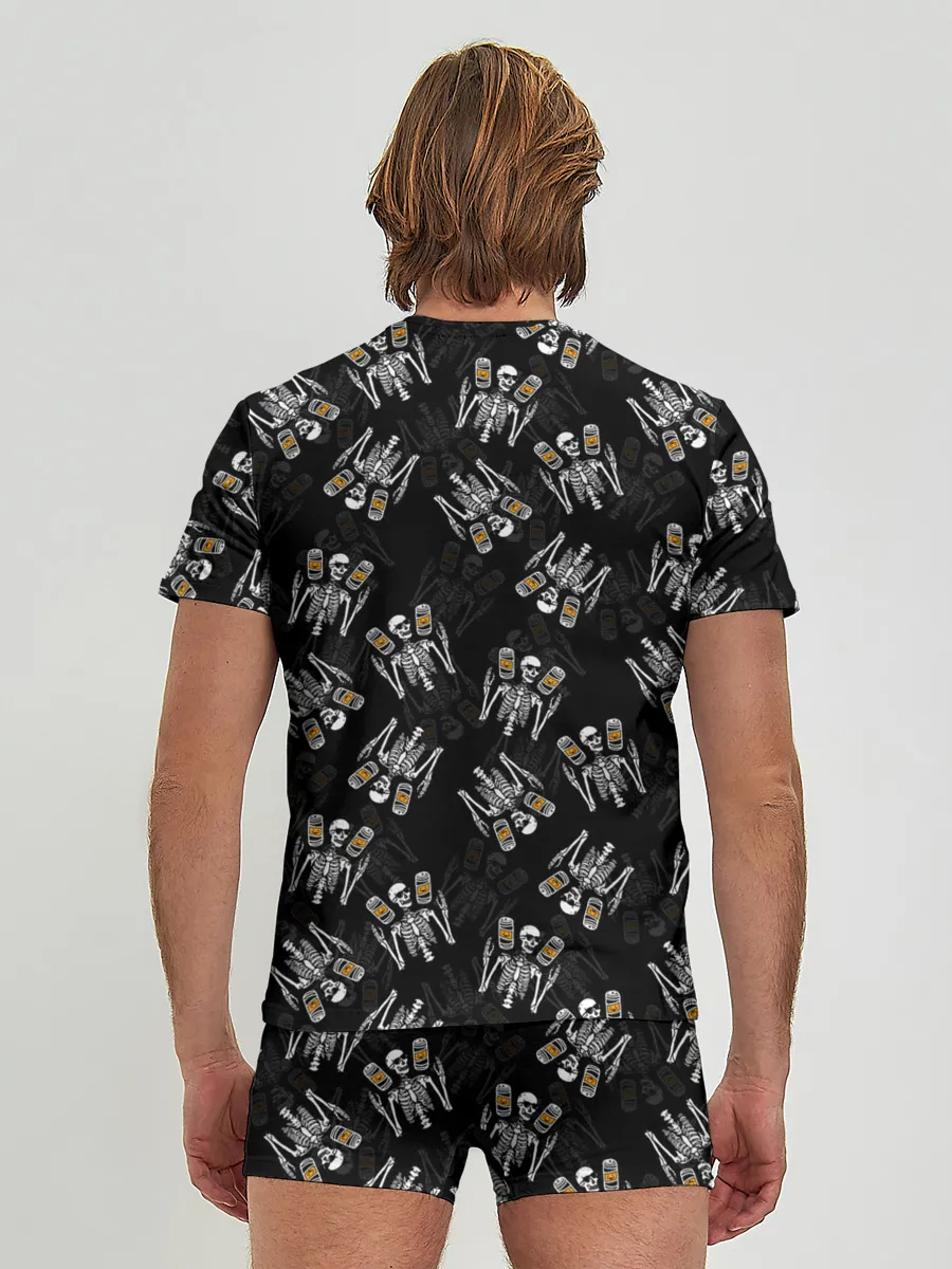 Мужские трусы с футболкой / ПАТТЕРН СКЕЛЕТ / HALLOWEEN PARTY