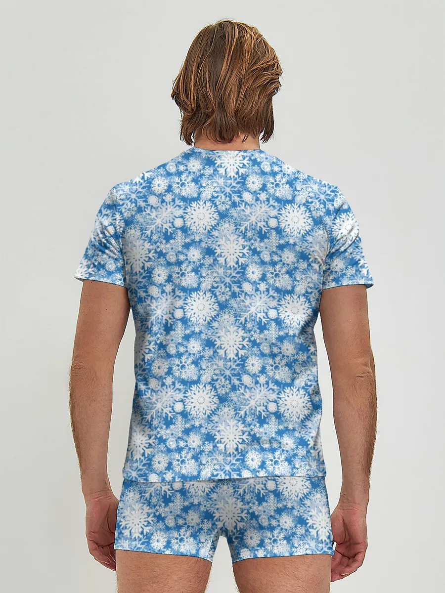 Мужские трусы с футболкой / Узоры Снежных Хлопьев