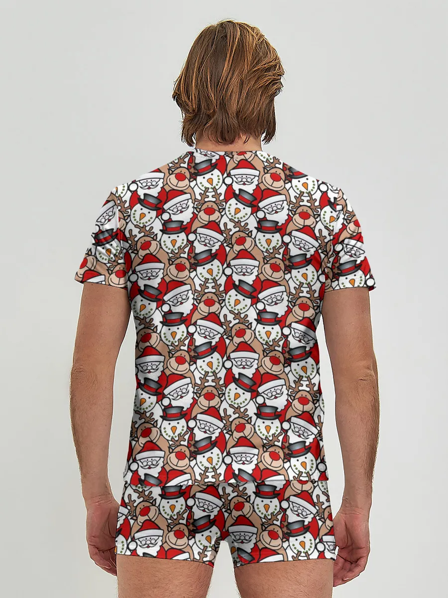 Мужские трусы с футболкой / Дед Мороз, Снеговик, Олень