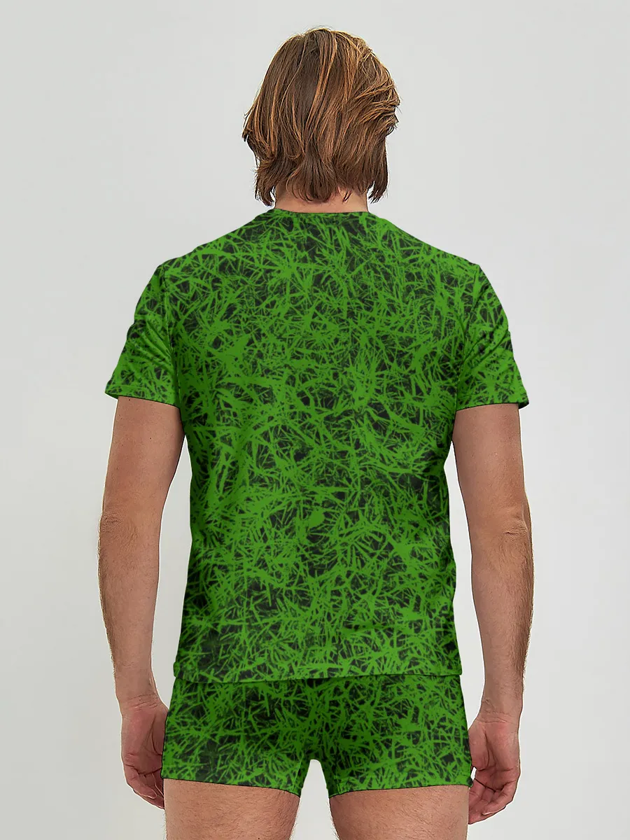 Мужские трусы с футболкой / зелёный паттерн