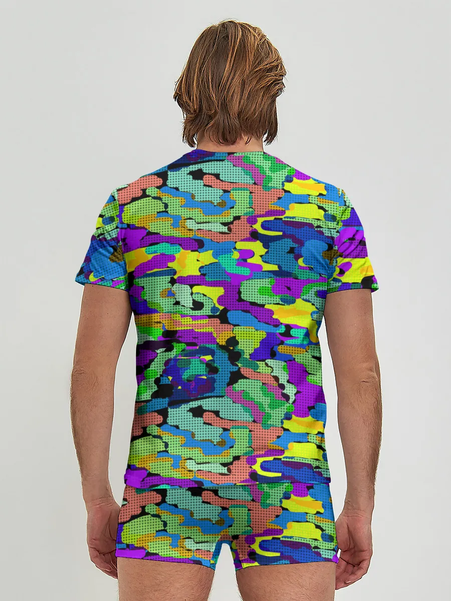 Мужские трусы с футболкой / Камуфляж в ярких тонах