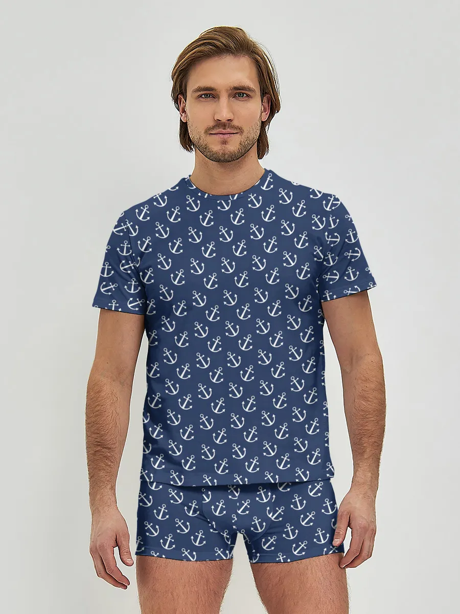 Мужские трусы с футболкой / Якоря