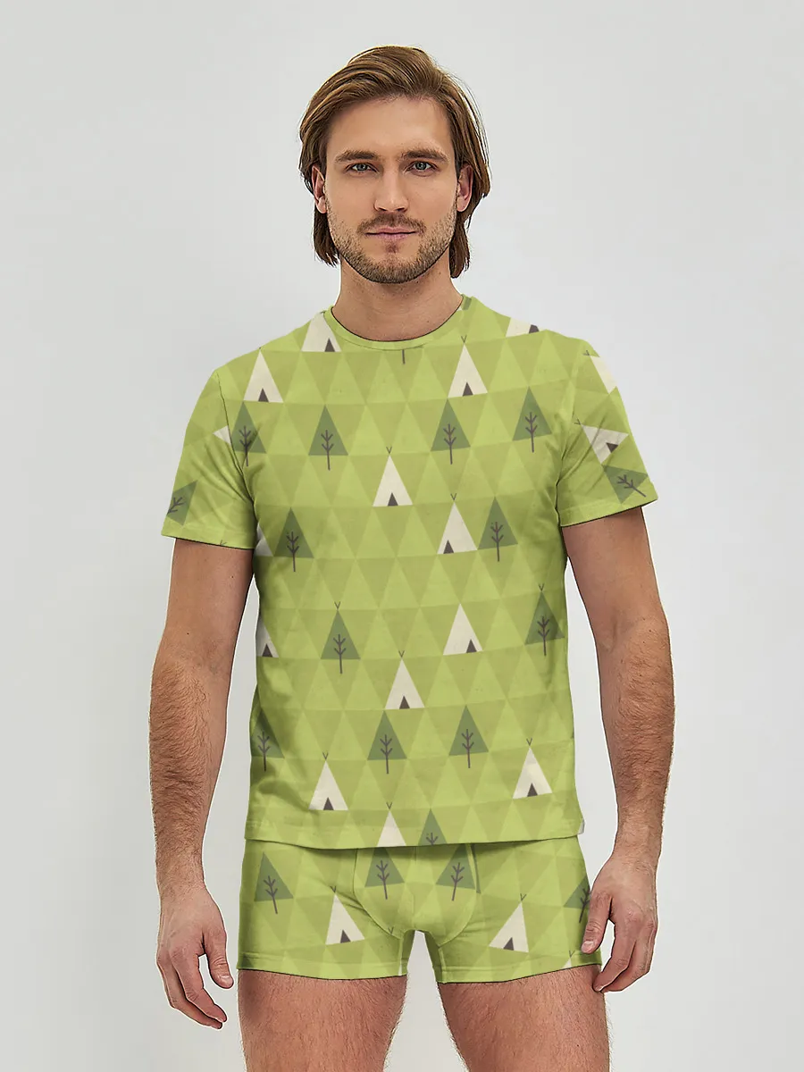 Мужские трусы с футболкой / Лес | Текстура