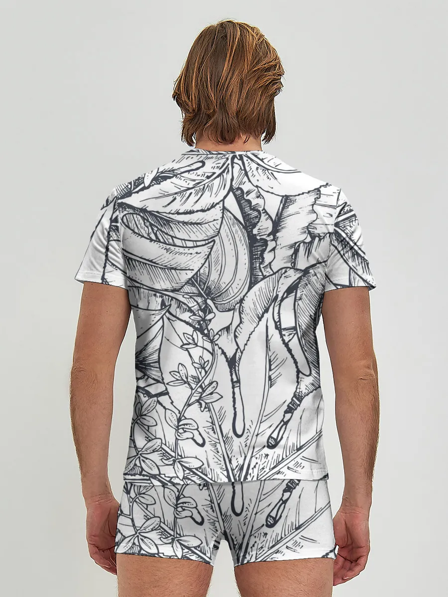 Мужские трусы с футболкой / Тропические листья